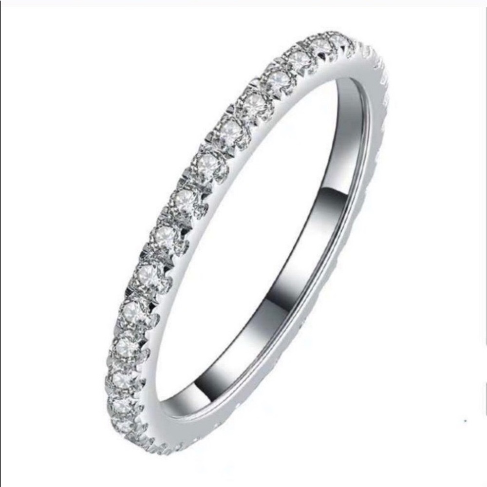 NEW 925 STERLING SILVER DIAMOND ETERNITY BAND RING - Picture 5 of 7
